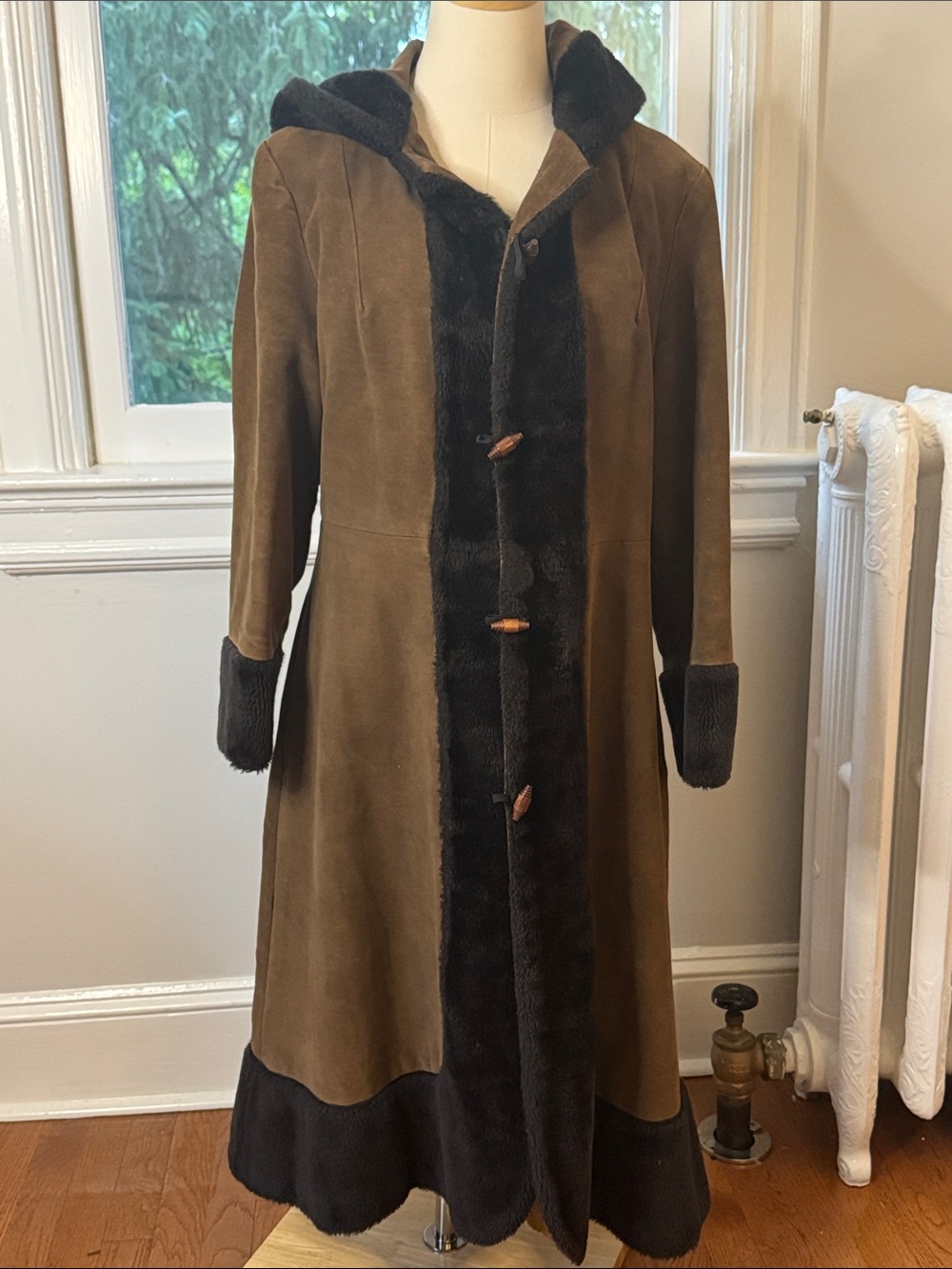 Vintage velvet and faux fur Teddy Coat with hood